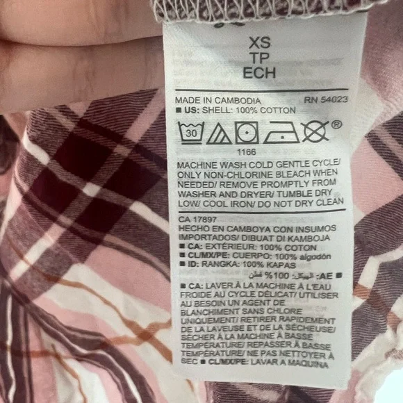 Old Navy Pink White Burgundy Plaid Flannel The Tunic Shirt Size X Small - Picture 4 of 4